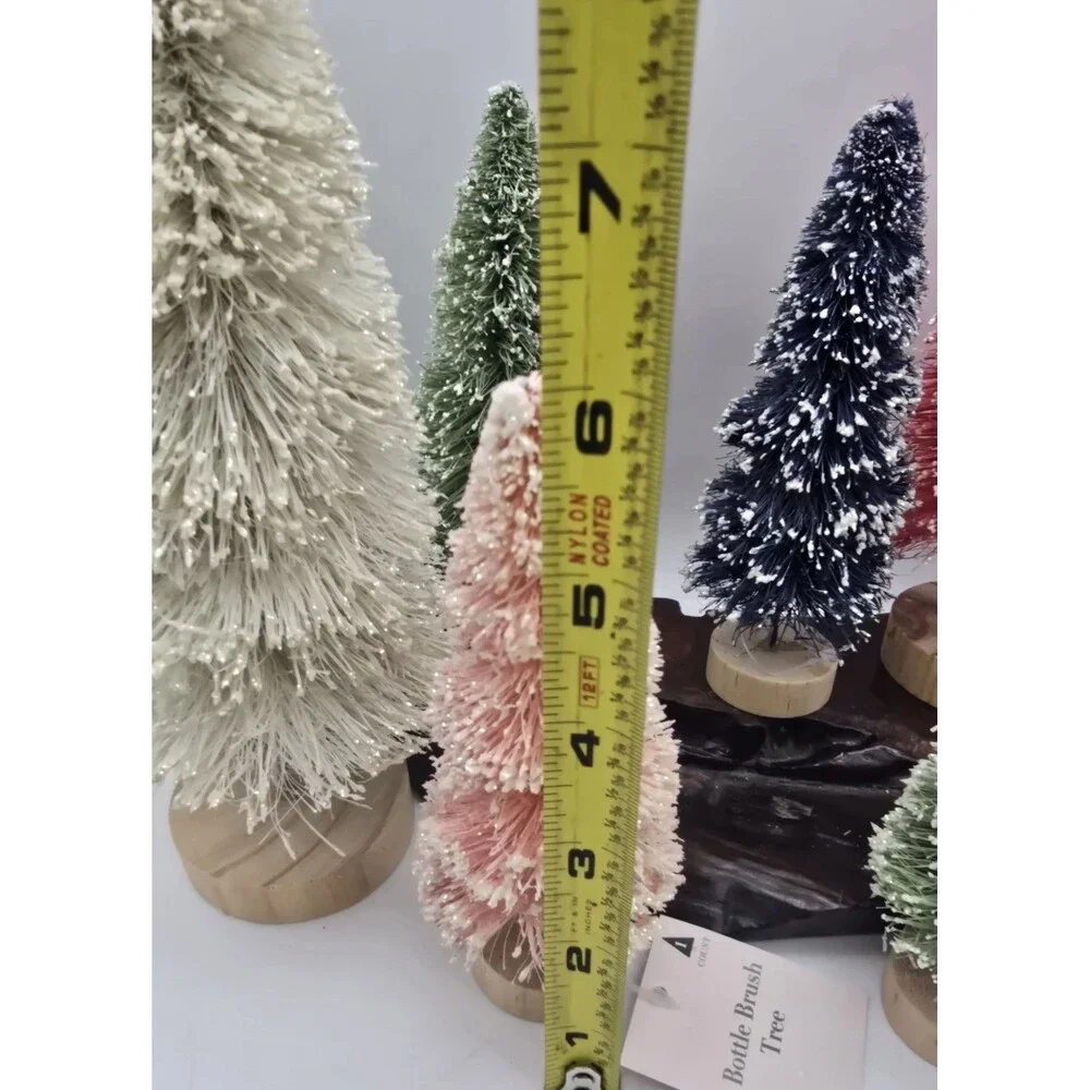 6 ~Bottle Brush Christmas Trees Green White Pinks Navy- Target